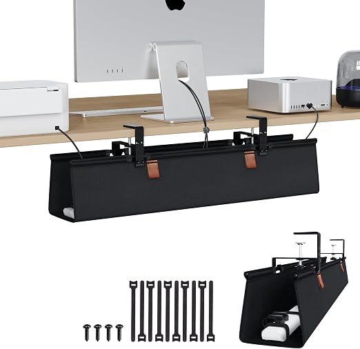 Zilink Under Desk Management Tray Desk Cable Organizer 30 inch, Black
