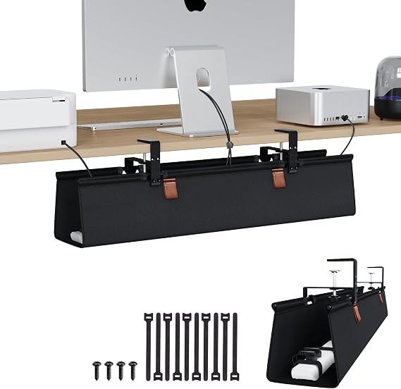 Zilink Under Desk Management Tray Desk Cable Organizer 30 inch, Black