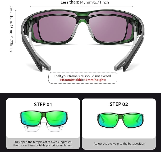 FIMILU 2PCS Polarized Sunglasses Fit Over Glasses for Men, Wrap Around Sunglasses for Driving & Outdoor UV400 Protection