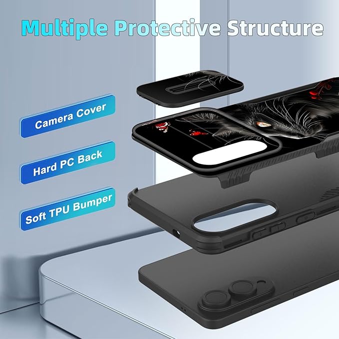 for Galaxy S25 Edge Case Built in Slide Camera Lens Cover,Heavy Duty Shockproof Protection Dual Layer Case for Samsung Galaxy S25 Edge 2025,Black Cat Flowers and Butterflies