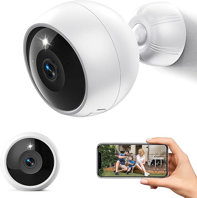Security Cameras Wireless Outdoor,2K Battery Wireless WiFi Cameras for Home Security,AI Motion Detection,Local SD/Cloud Storage,Smart Home Cam (White 1 Pack)