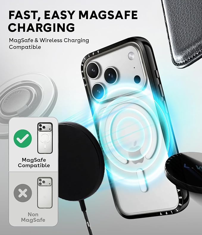 CASETiFY Compact iPhone 17 Pro Max Case [Slim and Sleek/Compatible with Magsafe / 4 ft. 2X Military Grade Drop Protection] - Tortoiseshell - Clear Black
