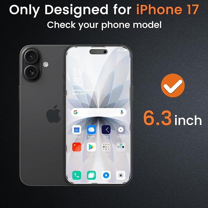 4 Pack Privacy Screen Protector for iPhone 17 6.3-Inch with 4 Pack Camera Lens Protector, Anti Spy Tempered Glass Film 9H Hardness Bubble Free Case Friendly