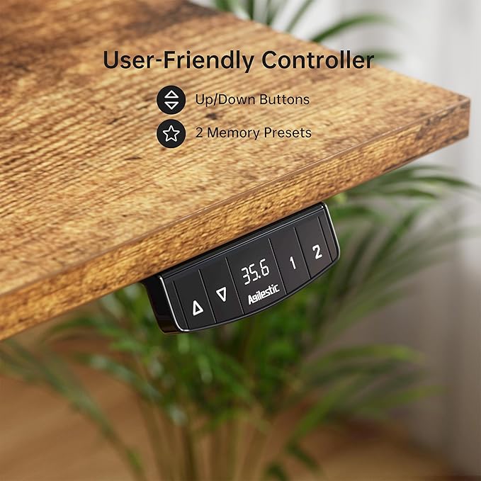 Agilestic Standing Desk with 2 Drawers, Adjustable Height Electric Desk with Storage, 63 x 24 Inches Sit Stand Up Computer Table for Work Office Home, Rustic Brown