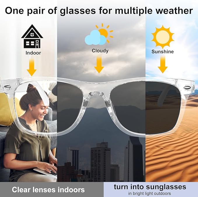 AI Smart Glasses for Men and Women with Chat GPT, Bluetooth Translation Glasses with 164 Languages and Color-Change Lens, Music Playback & Hands-Free Calls, UV & Blue Light Protection