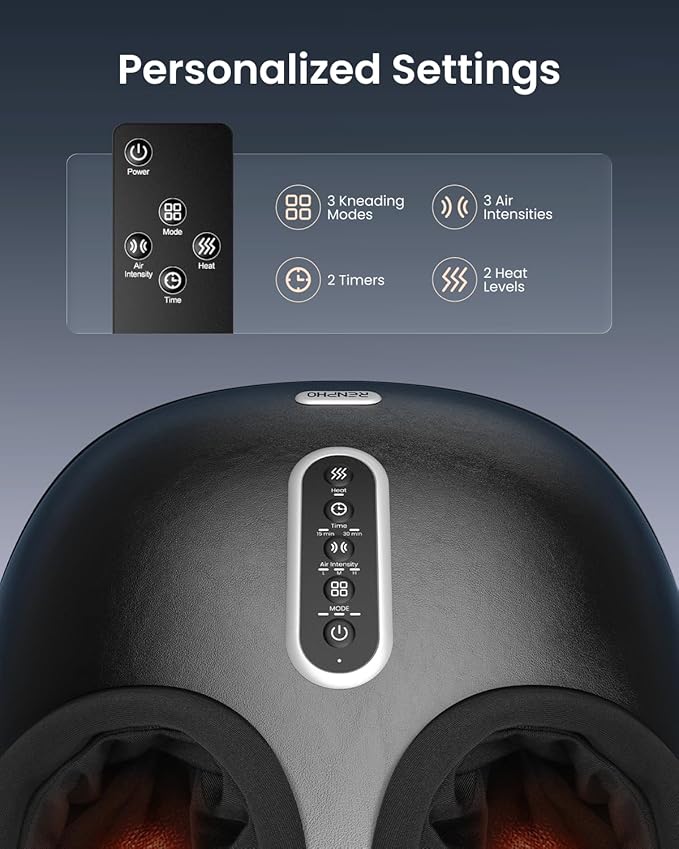 RENPHO Foot Massager with Heat, [2026 Upgraded] Birthday Christmas Gifts for Women Men Elderly, FSA Eligible Shiatsu Foot Massager for Plantar Fasciitis, Deep-Kneading, Air Squeezing Feet Massager