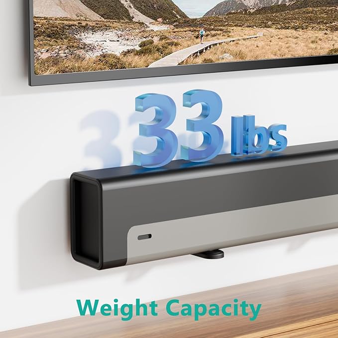 WALI Center Channel Speaker Wall Mount, Universal Soundbar Wall Mount Bracket Hold up to 33 lbs, Arms Extend from 5.1 inch (SLK203), Black