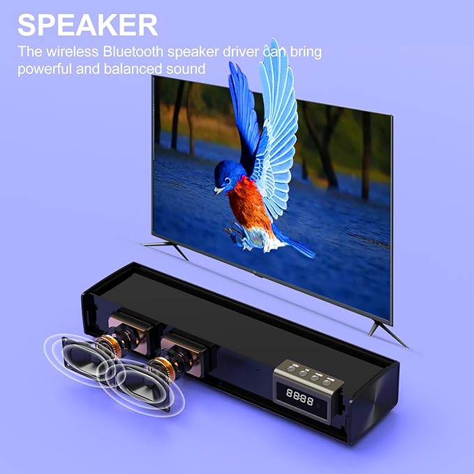 50W Sound Bar for Smart TV, 2.0 ch Soundbar with Bluetooth 5.4/ARC/Opt/AUX Connect, Soundbar for TV with 2 Full Range Speakers, Home Audio Surround Sound System for TV PC