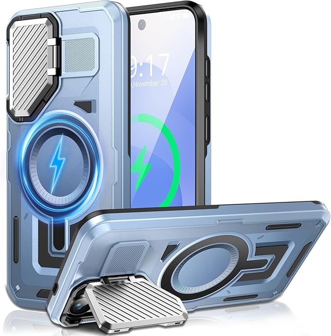 Camera Stand Case for Galaxy S25 Edge, [Compatible with MagSafe][Lens Cover] 2025 Version Military Grade Protective Soft Case for Samsung Galaxy S25 Edge 6.7" Men Women, Red