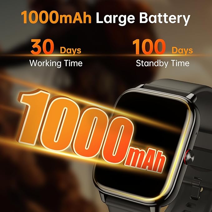 Smart Watch for Men Women, Fitness Tracker (Answer/Make Call), 1000 mAh Battery, 120+ Sport Modes, Step Counter/Sleep Monitor Fitness Watch, Smartwatch for Android/iPhone (Black)
