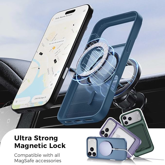 Magnetic for iPhone 17 Pro Case with Detachable Wallet, Compatible with MagSafe, Credit Card Holder with Slim Shockproof Protective Phone Cover, Deep Blue
