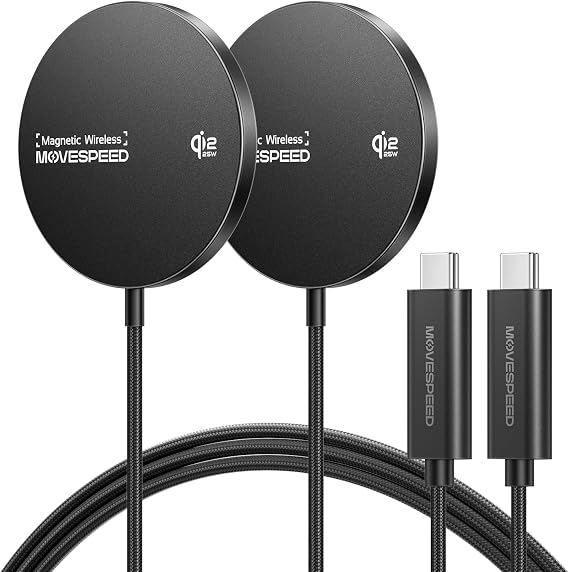 MOVESPEED Qi2.2 25W Magnetic Wireless Charger 2 Pack, MagSafe Fast Charging Pad, Compatible with iPhone 17/16/15/14/13/12 Series, AirPods Pro/4/3/2,Samsung Galaxy and More(Black) - Image 7