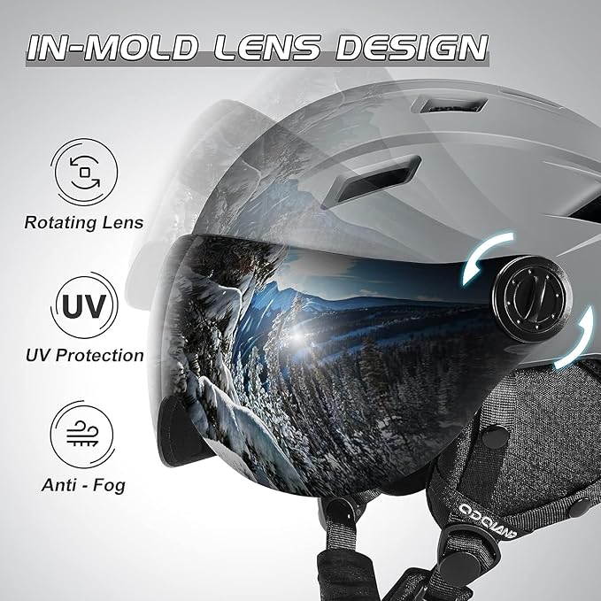 Odoland Ski Helmet with 2-in-1 Visor Goggles, Light Weight Snowboard Helmet for Men Women, Snow Sport Helmets for Skiing, Skating, Snowboarding