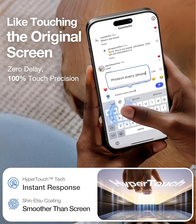 UltraGlass UNBREAK TOP 9H+ Armor for iPhone 16 Screen Protector [No.1 Military Grade Shatterproof] Screen Protector iPhone 16 Tempered Glass 6.1" [Longest Durable] Full Coverage, 2 Pack