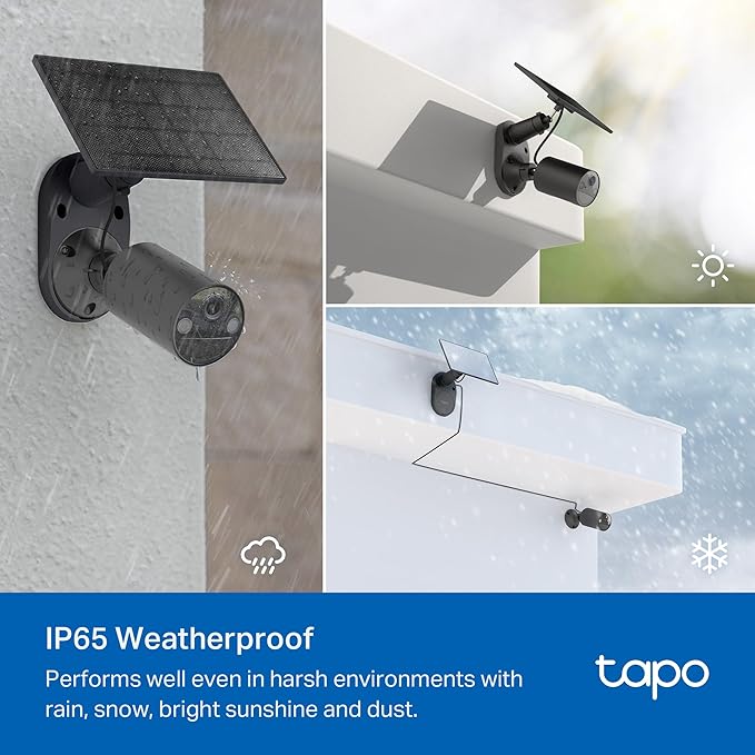 Tapo SolarCam C403 Kit, Outdoor Battery Camera w/Solar Panel, Wireless, 1080P, Free Person Detection, SD/Cloud Storage, Color Night Vision, Built-in Spotlights & Alarm, No Hub Needed, Black