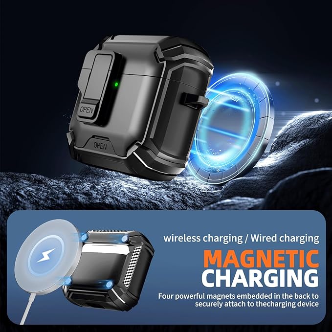 Inesore Compatible with AirPods 4th Case with Phone Stand & Cleaning Kit,Compatible with Magsafe,Magnetic Automatic Lock for Airpods 4 with Active Noise Cancellation Charging Cover (2024)