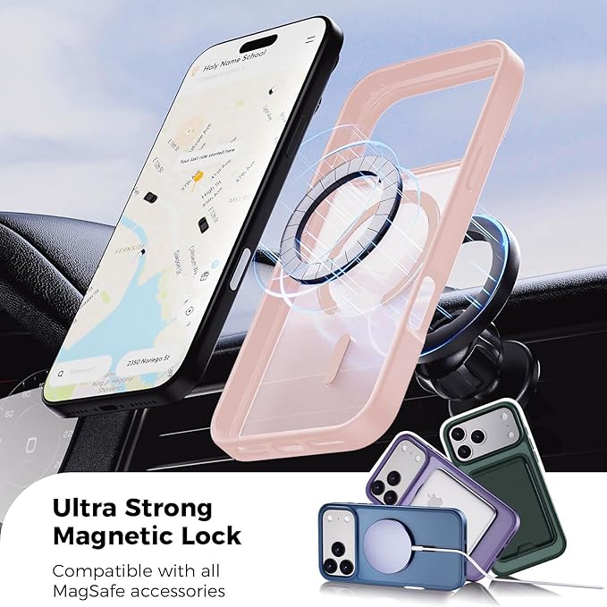Magnetic for iPhone 17 Pro Case with Detachable Wallet, Compatible with MagSafe, Credit Card Holder with Slim Shockproof Protective Phone Cover, Pink