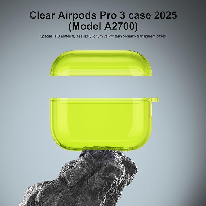 Valkit for Airpods Pro 3 Case Clear with Cleaner Kit | Soft TPU Airpods Pro 3 Generation Case | Protective Cover Shockproof | iPods Pro 3 Cases | for Air pods Pro Gen 3 2025(Clear Yellow)