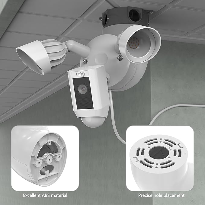 Outdoor Camera Eave Mount Bracket Compatible with R-ing Floodlight Cam Wired Pro/Plus,Blink Wired Floodlight and WYZE Floodlight v2,REOLINK Elite Floodlight WiFi Cameras (White)