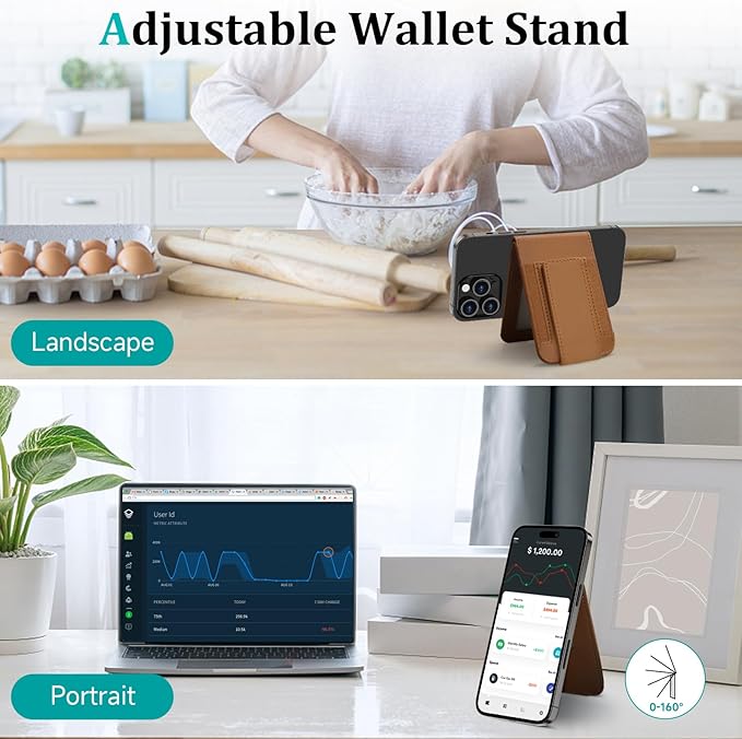 for MagSafe Wallet, Magnetic Phone Wallet with Adjustable Stand & Money Clip, Detachable Magnetic Wallet for iPhone 16/15/14/13/12 Pro Max Plus, 10+ Cards Holder