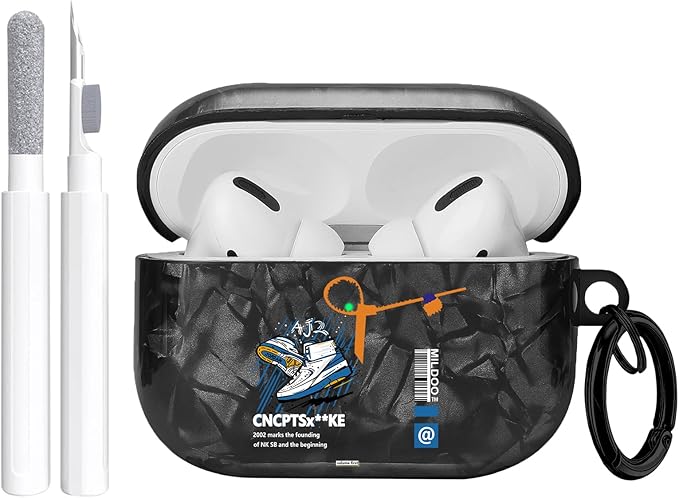 for Airpods Pro Case, Cute Cool Sports Blue Shoe Pattern TPU Soft Cases for Airpods Pro Case 1st Gen, Shockproof for Airpods Pro 2019 Case Men Women with Cleaner Kit & Keychain