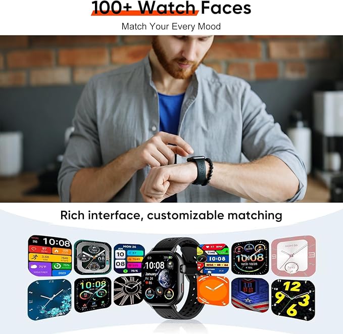 Smart Watch with 2 Bands: Step & Calorie Counter, Heart Rate & Oxygen Sensor, GPS Running, Swimming, Walking, Sports Tracker, Waterproof, Health Monitoring, Music & Call Alert Men Women iOS/Android