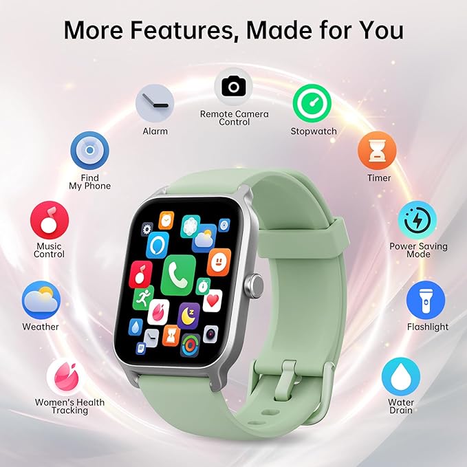Tensky Smart Watch for Men/Women, 1.85'' HD Touchscreen Smartwatch for Android/iPhone/Samsung/(Bluetooth Call), Alexa Built-in, 100+ Sport Modes Fitness Digital Tracker, Sleep/Heart Rate/SpO2 Monitor
