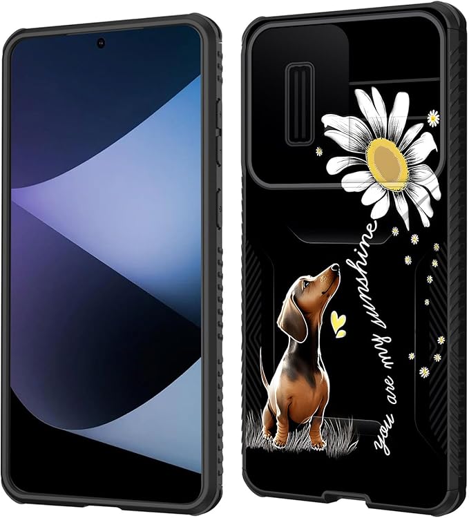 for Galaxy S25 Edge Case Built in Slide Camera Lens Cover,Heavy Duty Shockproof Protection Dual Layer Case for Samsung Galaxy S25 Edge 2025,You are My Sunshine Dachshund