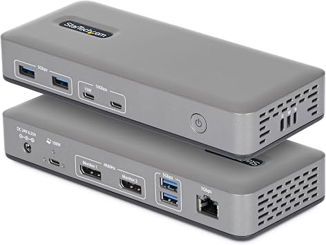 StarTech Driverless USB-C Dual 4K 60Hz DisplayPort Dock, 100W, GbE, BYOD