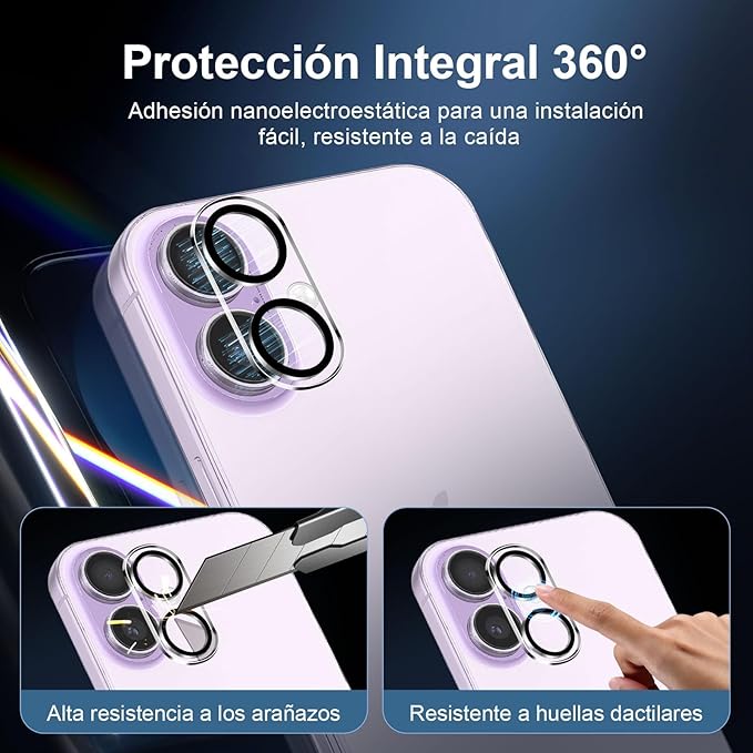 NEW'C 3x Screen Protector for iPhone 17 (6.3 inches)+ 3x Camera Lens Protector, Sensor Protection, Case Friendly Tempered Glass Film, Ultra Resistant, Easy installation tool include