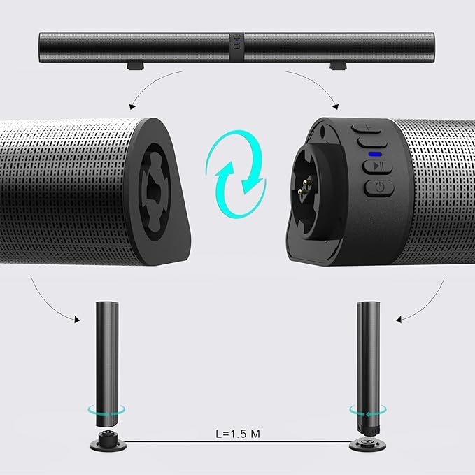 Docooler TV Sound Bar, Sound Bars for Smart Tv, 29.3 Inch 40W Surround Sound System for TV, Bluetooth Detachable TV Soundbar with Optical/AUX/USB Connection, TV Speakers Soundbar for Home