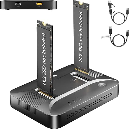 Tool-Free Dual-Bay NVMe M.2 SSD Reader Dock 10Gbps 16TB Expansion