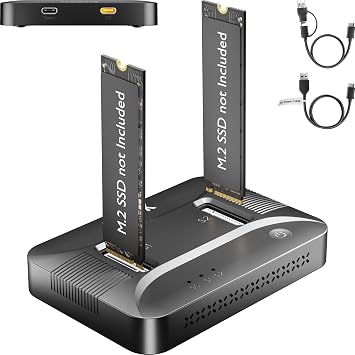 Tool-Free Dual-Bay NVMe M.2 SSD Reader Dock 10Gbps 16TB Expansion