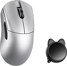 WLMOUSE Huan 48g Ultra-Lightweight Magnesium Alloy Gaming Mouse,8K Voice & Display Receiver, Dual 8K Wireless/Wired, PAW3950HS Sensor, RGB Wheel Lighting, Nordic 54H20 (Silver(OM Switch)) - Image 1