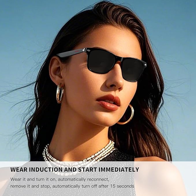 Smart Glasses, Bluetooth Sunglasses, New Upgraded Smart Glasses for Men/Women, Open Ear Speaker, Voice Assistant Compatible, Hands-Free Calls