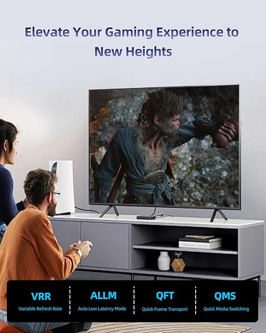8K Fiber Optic HDMI Cable 50 Feet, Long HDMI 2.1 Cable High Speed Unidirectional 8K@60Hz HDMI Braided Cord Support eARC/Dynamic HDR/HDCP/3D,Compatible with PS5 PS4/HDTV/Xbox Series