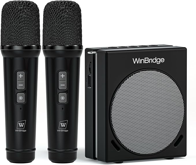 WinBridge 30W Voice Amplifier with 2 Wireless Mics, Portable PA Speaker S90
