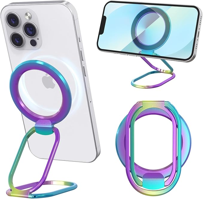 MINDSKY Mag-Safe Phone Stand Phone Grip Compatible with iPhone 12/13/14/15 Mini/Pro/Pro Max Accessories Removable Magnetic Finger Phone Ring Grip (Hot Pink)