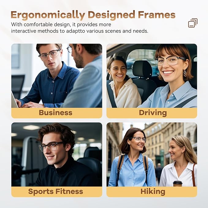 AI Translation Glasses, Wireless Bluetooth Real-Time Translation Glasses, Smart Simultaneous Interpretation Glasses, 150 Languages & Accents & 8 Offline Translation Packs