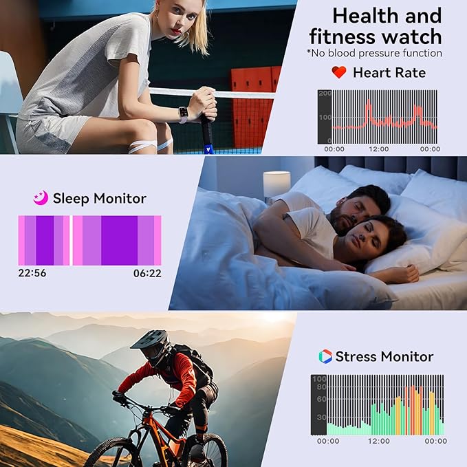 Smart Watch, 14-Day Battery Life,1.83" HD Touchsreen,130 Sports Modes, Bluetooth Call & Make Call, Health, Fitness & Sleep Tracker, Timer, 5 ATM Water-Resistance, Fitness Watch for Android/iOS, Purple