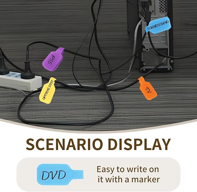32 Pcs Cable Labels Tags with Writable Surface, 8 Colors Cord Labels for Electronics, Markers Tags for Labeling, Wire, Electrical, Ethernet Cable, Charging Cord Identifiers Management