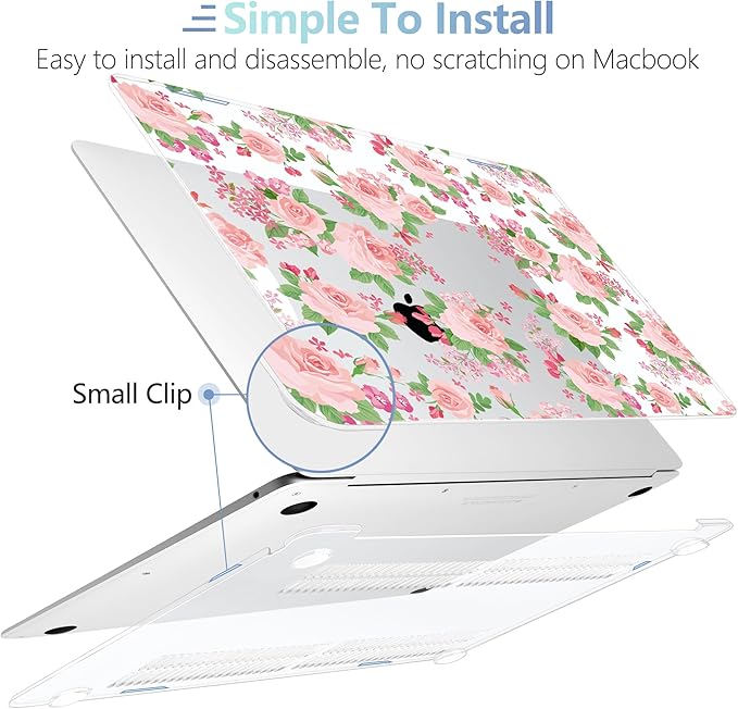 MEEgoodo for MacBook Air 13.3 inch Case 2021 2020 2019 2018 A2337 M1 A2179 A1932, Laptop Shell for MacBook Air M1 with Keyboard Webcam Cover & Trackpad Film & Type C Adapter,Floral Ornamental Texture