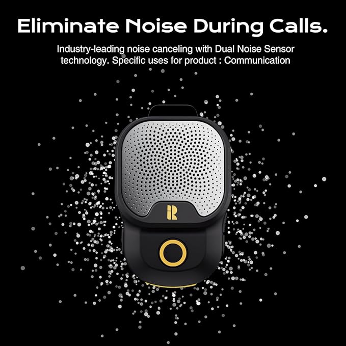 Rythflo Wearable Bluetooth V5.3 Speaker, 30H Working Time Clip-On Wireless Jobsite Water-Resistant TWS Portable Speaker, IPX7 Waterproof, Built-in ENC Mic for Hands-Free Music/Calls