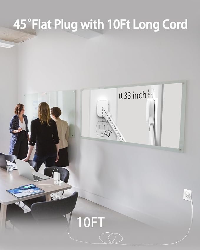 Dual Layer Desk Clamp Power Strip（White）, Desktop Edge Mount Charging Station with 13 Outlets 4 USB Ports (2 USB C), Under Desk Surge Protector(1700 Joules), 10 Ft Extension Cord for Office