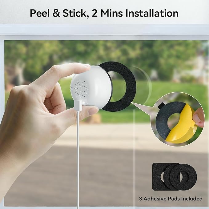 Window Camera No-Drill 2K Ultra HD Window Security Camera with 5G/2.4G WiFi, Enhanced Night Vision, AI Human Detection, Easy Glass Mount for Apartment, Condo, and Home Outdoor View (white 2 pack)