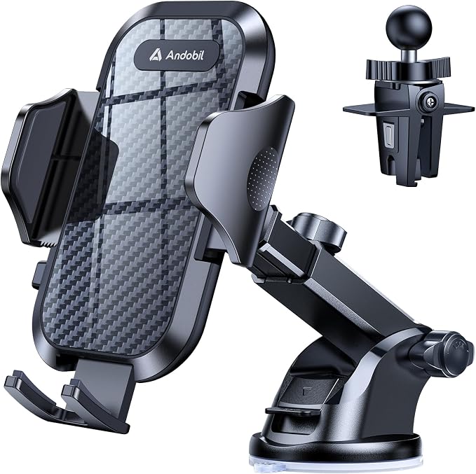 andobil Car Phone Holder, True Military-Grade 95+LBS Strongest Suction Cell Phone Mount for Car Dashboard Windshield Vent Easy Clamp Truck Cradle Stand for iPhone 18 Pro Max 17 16 15 14 13 Android