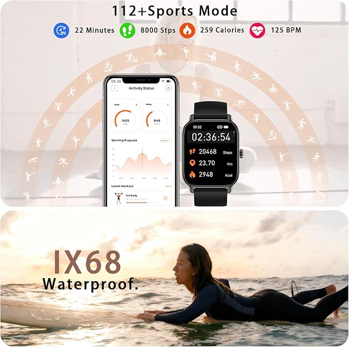 Smart Watch for Women Men Fitness: Make Answer Call Digital Mens Watches Waterproof Running Smartwatch for Android Phone iPhone Samsung Compatible Heart Rate Monitor SpO2 Pedometer Step Tracker