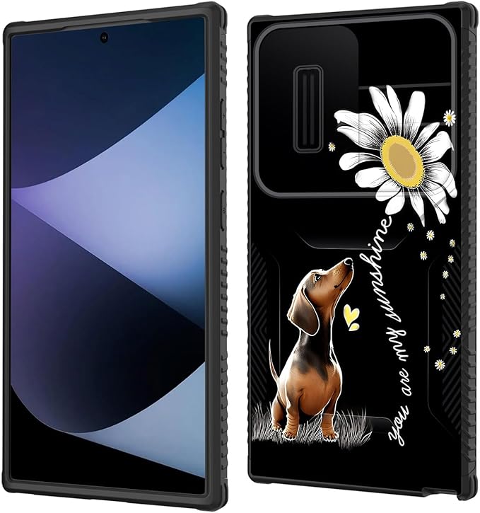 for Galaxy S25 Ultra Case Built in Slide Camera Lens Cover,Heavy Duty Shockproof Protection Dual Layer Case for Samsung Galaxy S25 Ultra 6.9" 2025,You are My Sunshine Dachshund