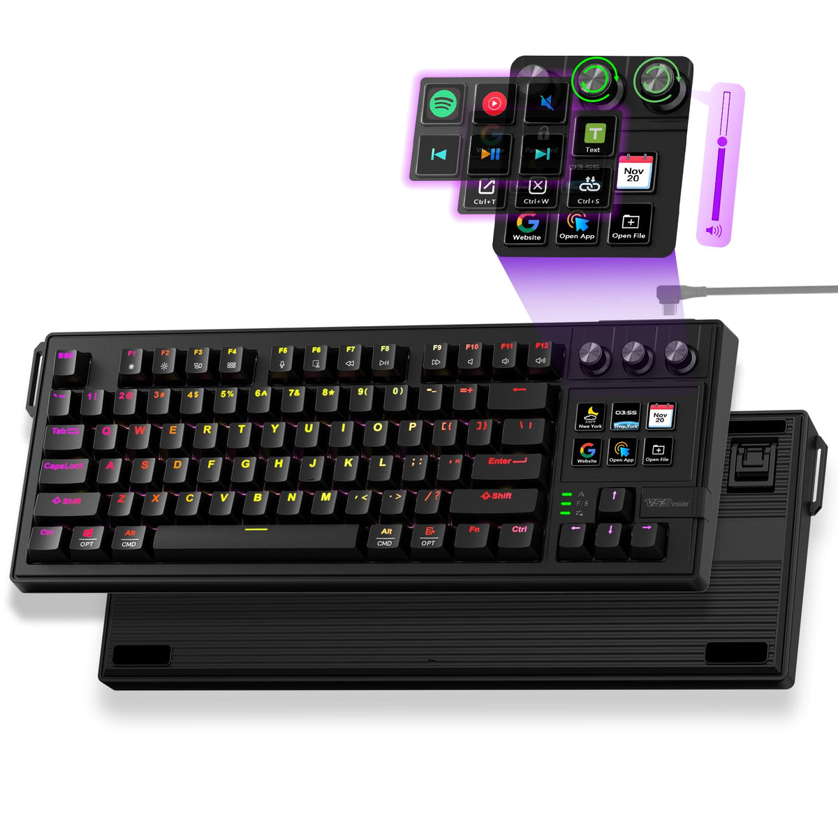 VSD K1 Pro 87‑Key Macro Mechanical Keyboard with Integrated Streaming Deck