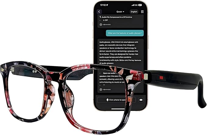 AI Smart Wireless Bluetooth Translation Glasses for Men/Women with Speakers/Bluetooth&140+ Languages Translation Sports/Travel/Drive/Busniess (C3+AI+Color Change Lenses+BaoHua)